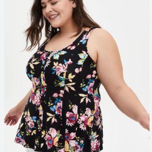 SUPER SOFT SCOOP NECK BUTTON-FRONT FIT AND FLARE TANK